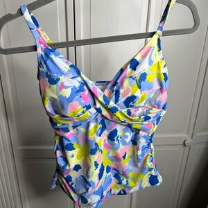 Crown & Ivy Blue and Yellow Floral One Piece